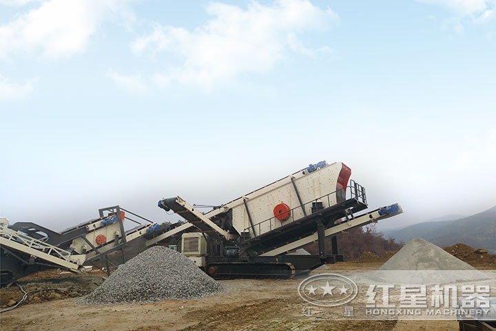 车载流动石子、粉碎机生产现场